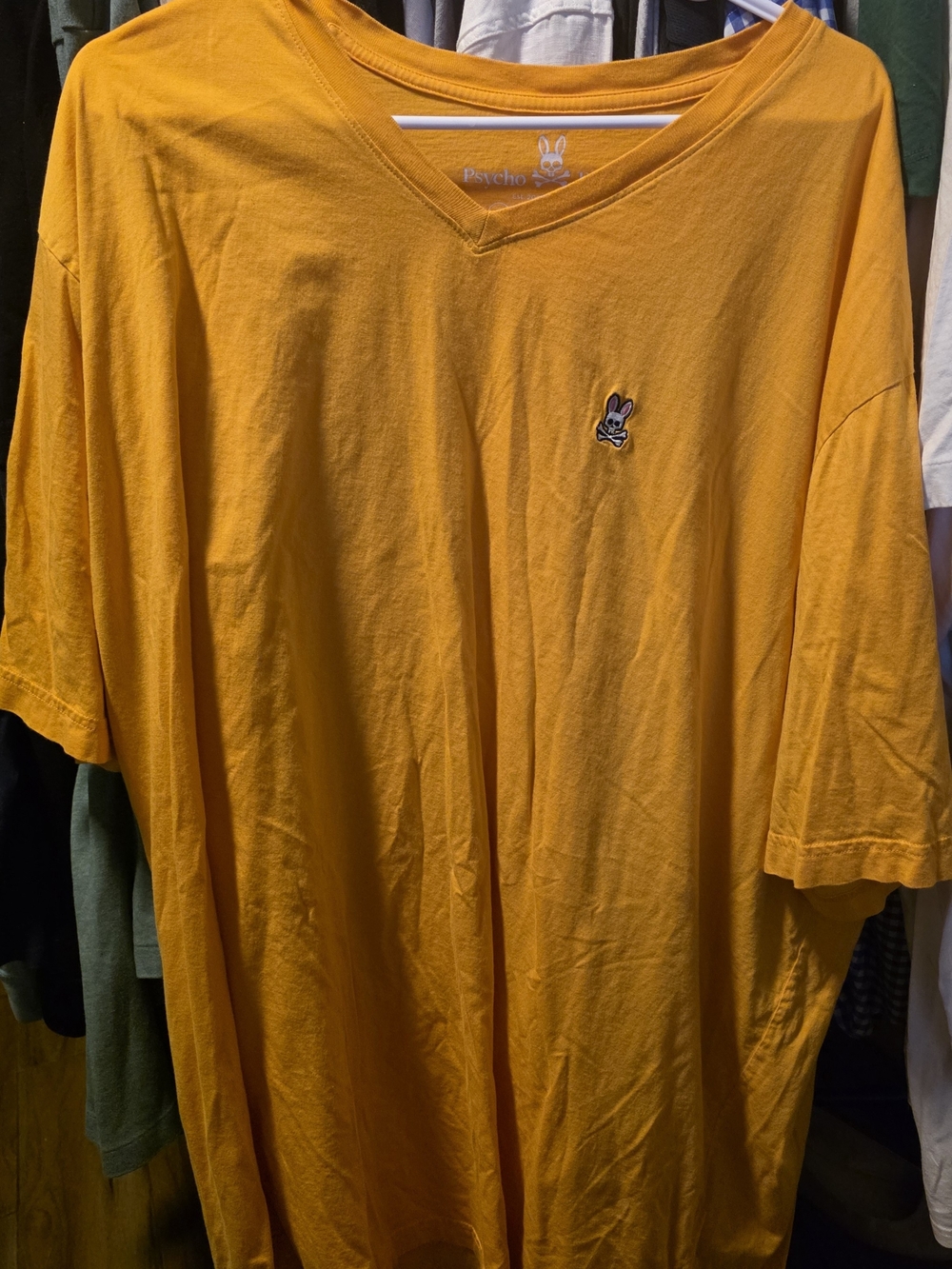 Psycho Bunny Men's V-Neck Tee in Mustard Yellow
